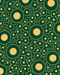 Green and Gold Concentric Circle Bubbles Rug