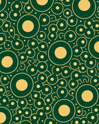 Green and Gold Concentric Circle Bubbles Rug