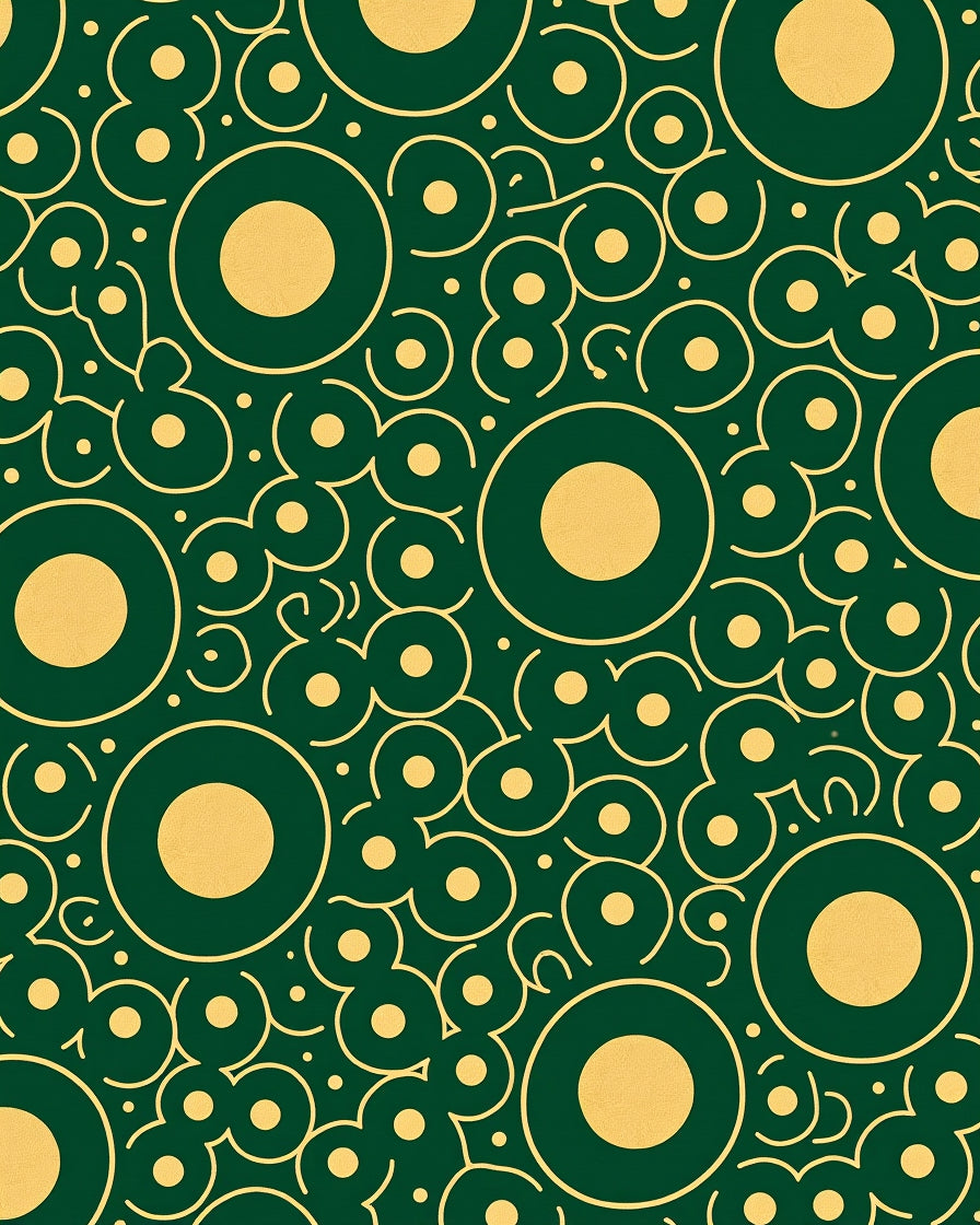 Green and Gold Concentric Circle Bubbles Rug