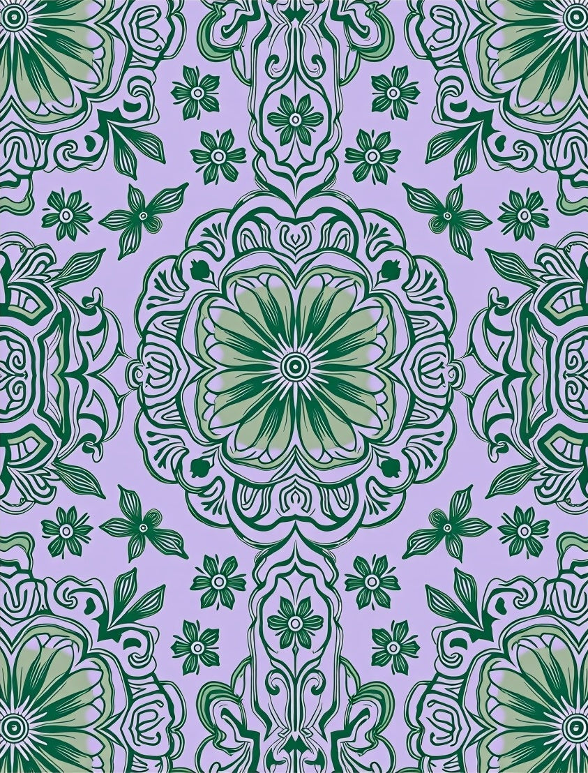 Emerald Vine Mandala Lavender Rug