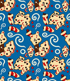 Whimsical Blue Blob Star Swirl Rug