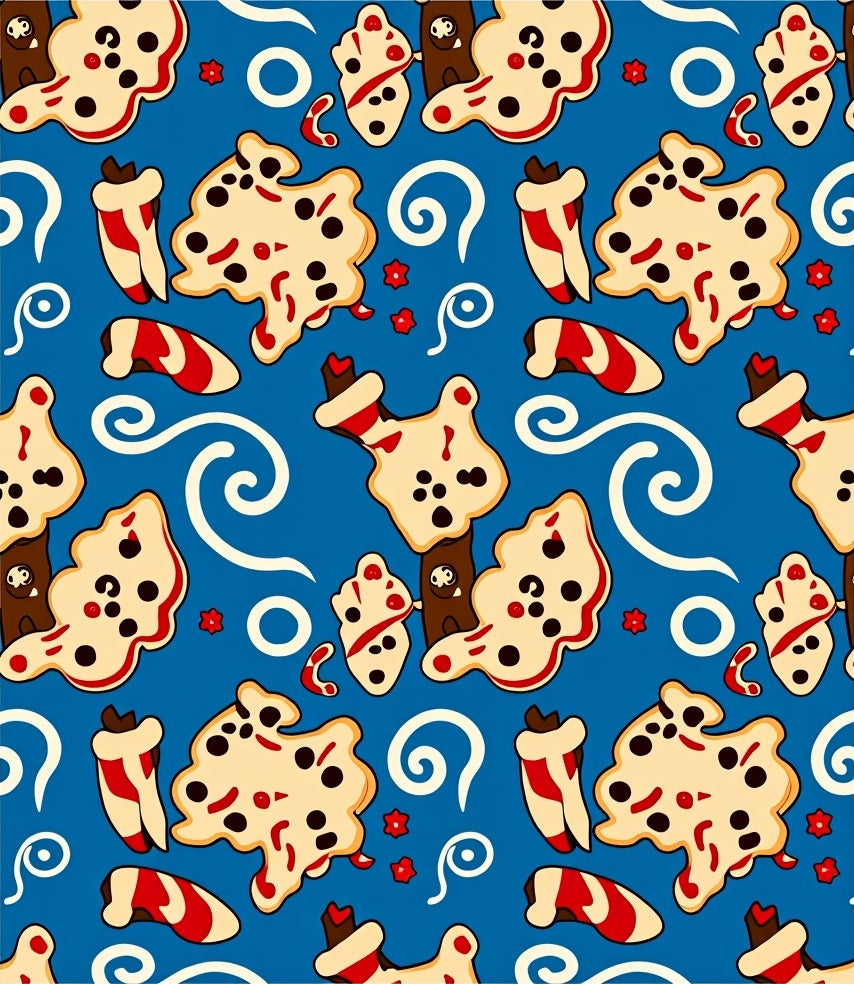Whimsical Blue Blob Star Swirl Rug