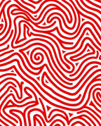 Crimson Wavy Lines Abstract Rug