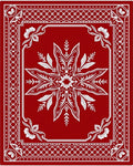 Crimson White Floral Starburst Frame Rug