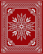 Crimson White Floral Starburst Frame Rug