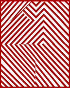 Red White Angular Stripe Abstraction Rug