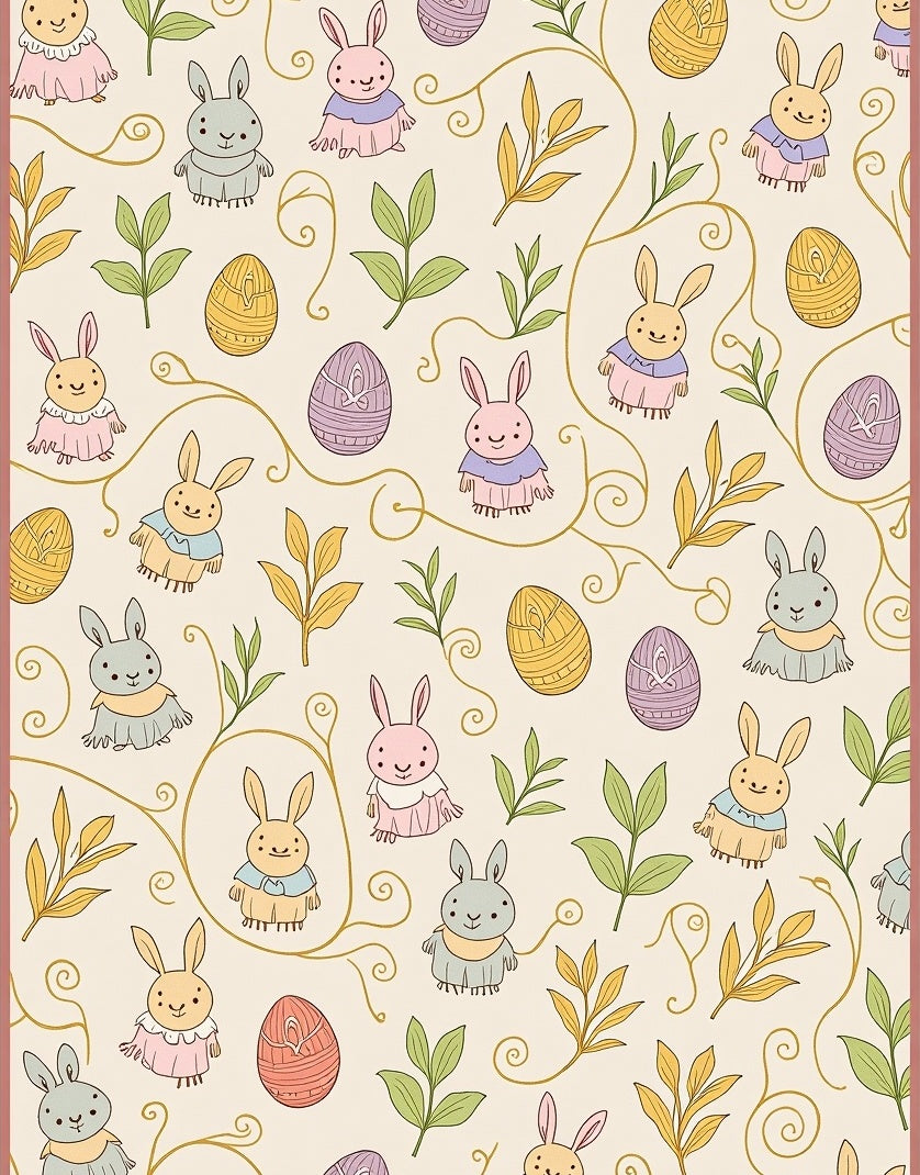 Whimsical Bunny Floral Easter Eggs Rug