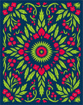 Vibrant Red Floral Garden Medallion Rug