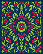 Vibrant Red Floral Garden Medallion Rug
