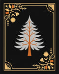 Black Woodland Tree Winter Scene Rug