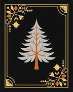 Black Woodland Tree Winter Scene Rug