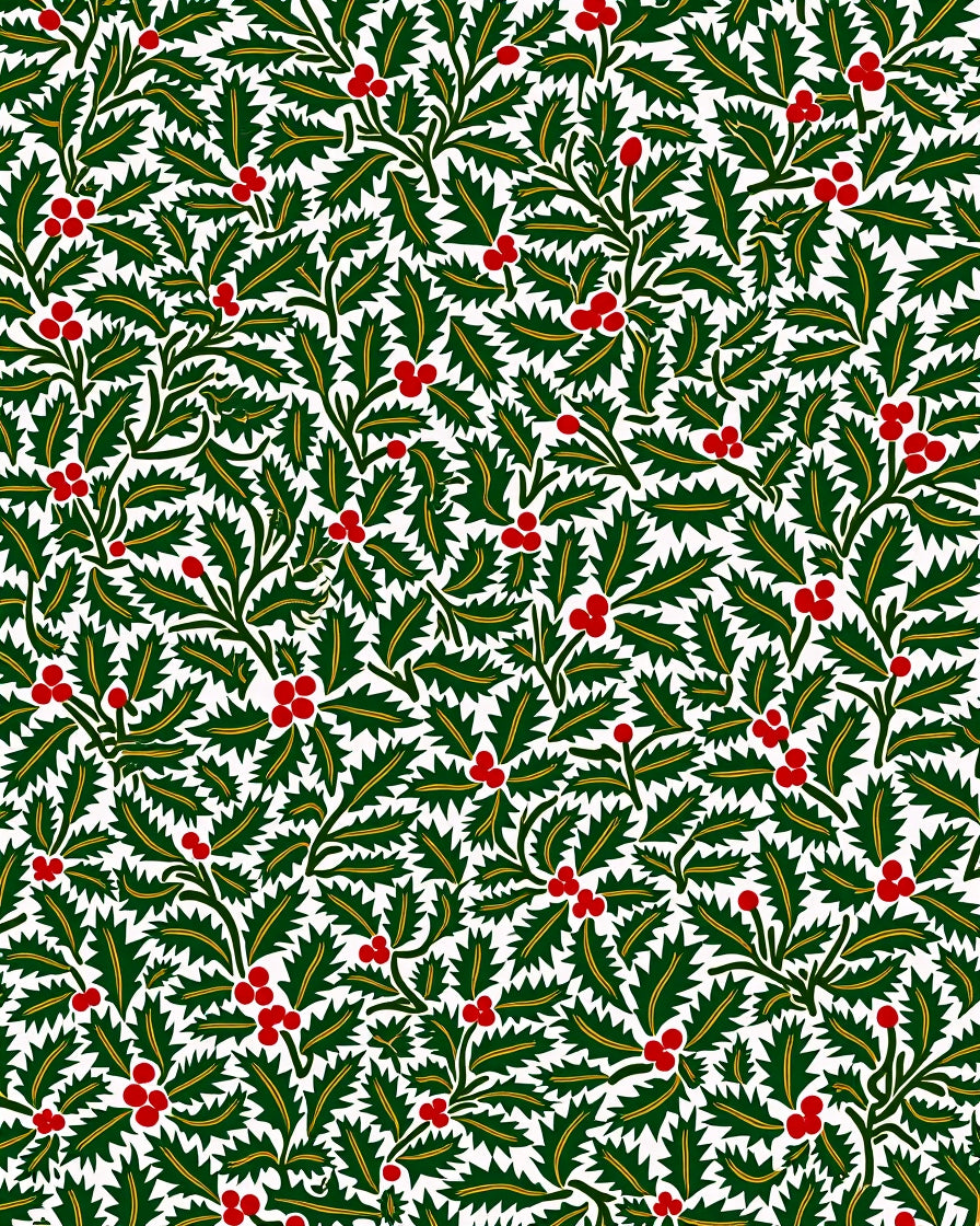 Classic Red Holly Berry Foliage Rug