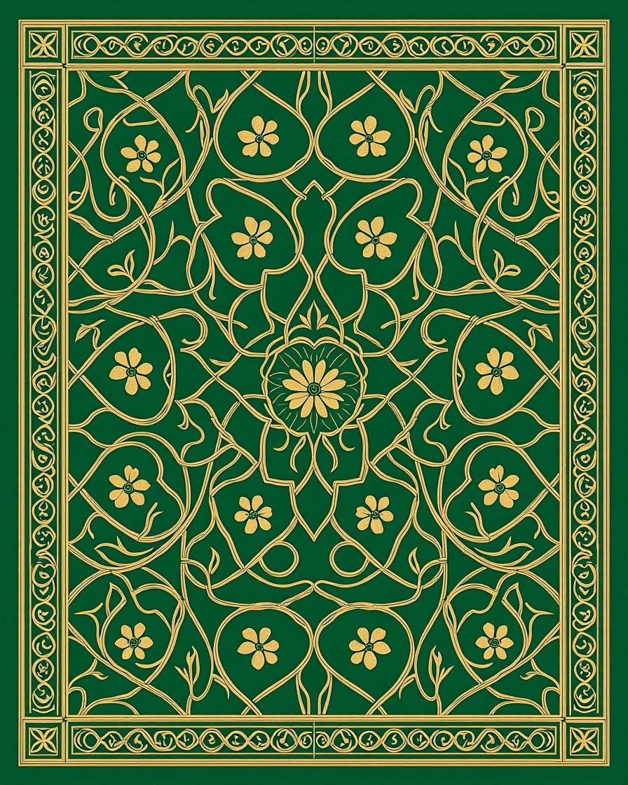 Emerald Gold Floral Arabesque Rug