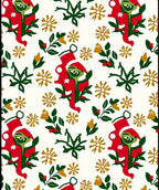 Whimsical Red and Green Character Floral Rug