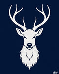 Classic White Stag Silhouette Navy Rug