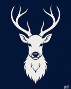 Classic White Stag Silhouette Navy Rug