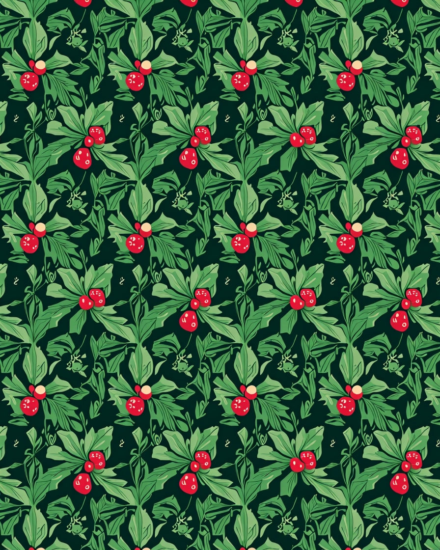 Vintage Berry Holly Evergreen Rug