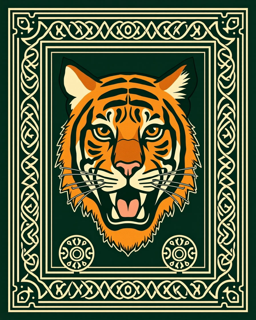 Bold Orange Tiger Celtic Knot Rug