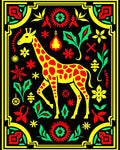 Whimsical Yellow Giraffe Floral Border Rug