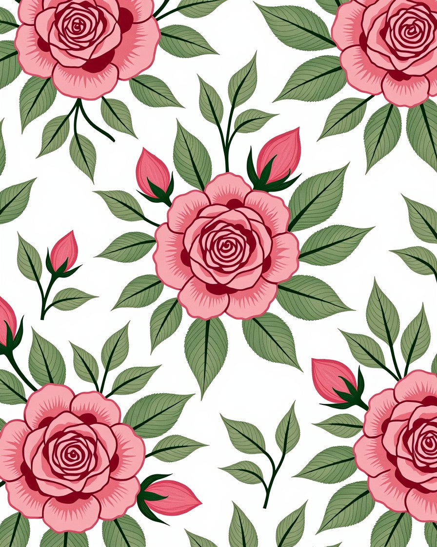 Pink Rose Garden Botanical Arrangement Rug