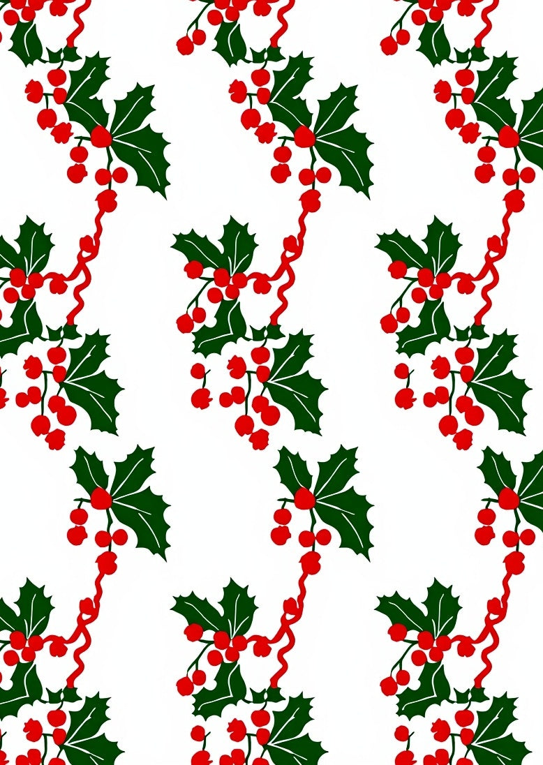 Holly Berry Red Ribbon Garland Rug