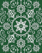 Emerald White Mandala Floral Vine Rug