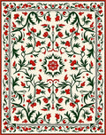 Crimson Berry Floral Vine Medallion Rug