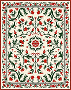 Crimson Berry Floral Vine Medallion Rug
