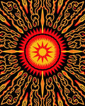 Radiant Sunburst Black Abstract Rug