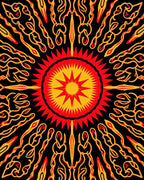 Radiant Sunburst Black Abstract Rug