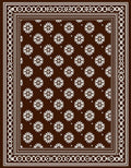 Brown White Floral medallion Border Rug