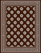 Brown White Floral medallion Border Rug