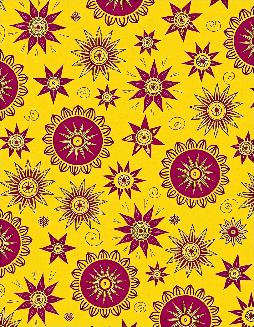 Sunshine Yellow Burgundy Starburst Radiance Rug