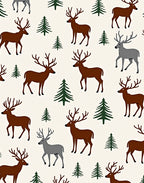 Brown Deer Wooded Landscape Rug