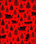 Red Black Christmas Sleigh Trees Rug
