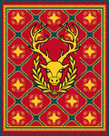Majestic Yellow Stag Teal Diamond Rug