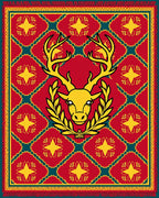 Majestic Yellow Stag Teal Diamond Rug
