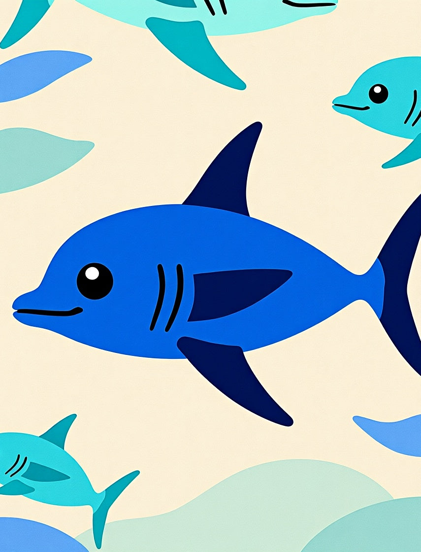 Bright Blue Ocean Shark Play Rug