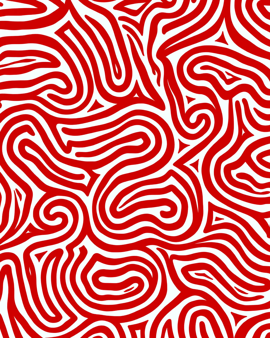 Vibrant Red Swirl Labyrinth Rug