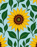 Yellow Sunflower Foliage Pattern Rug