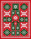 Festive Red Green Snowflake Collage Rug