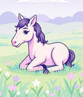 Whimsical Lavender Horse Meadow Flowers Rug