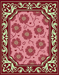 Crimson Floral Hearts Border Rug