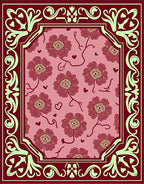 Crimson Floral Hearts Border Rug