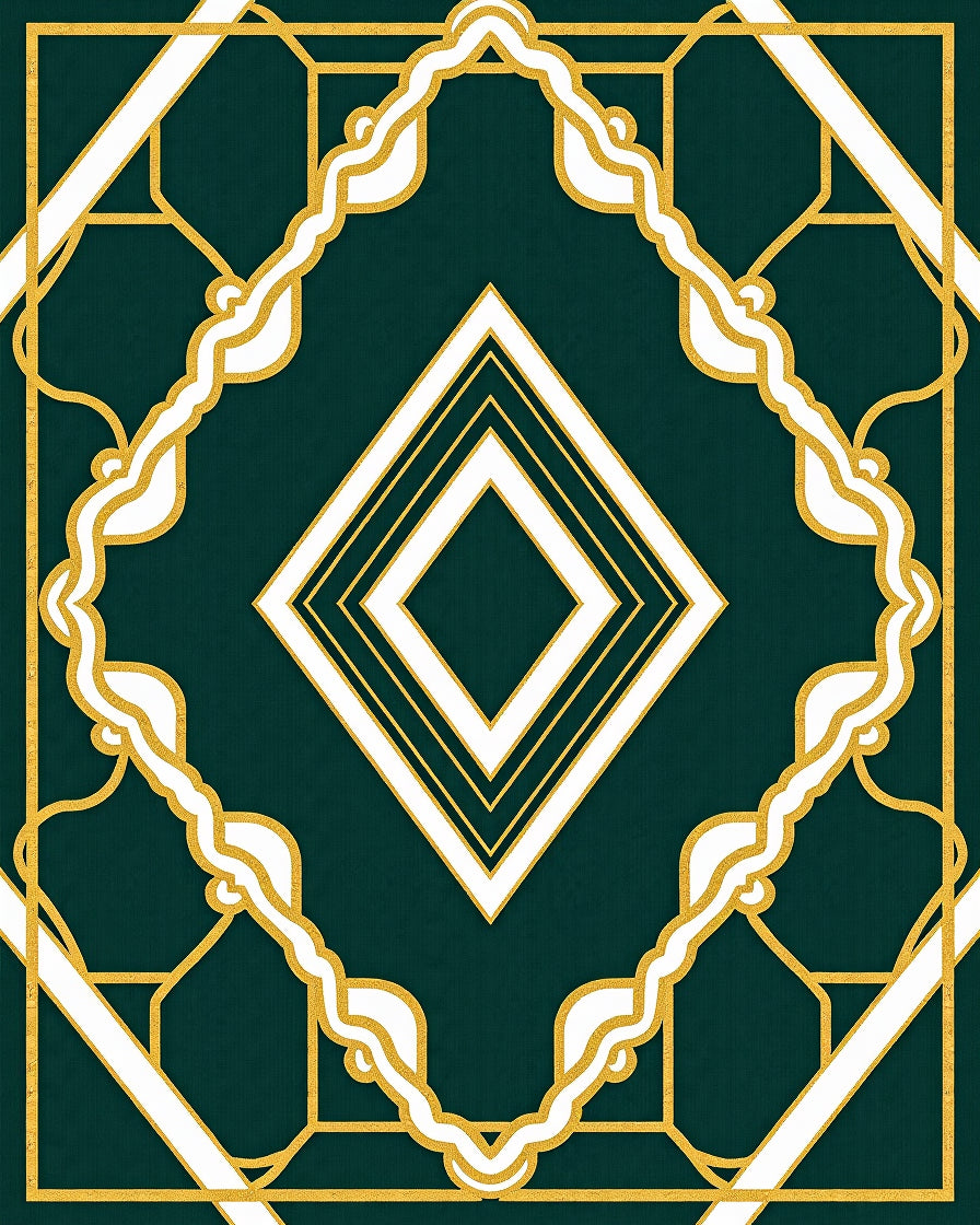 Emerald Green Art Deco Diamond Rug