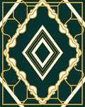Emerald Green Art Deco Diamond Rug