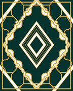 Emerald Green Art Deco Diamond Rug