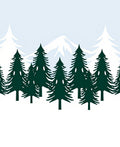 Dark Green Forest Snow Mountain Panorama Rug