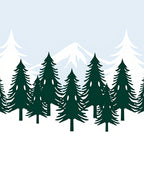 Dark Green Forest Snow Mountain Panorama Rug