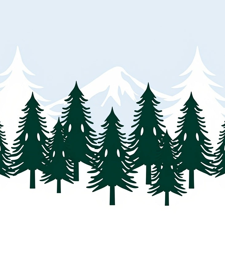 Dark Green Forest Snow Mountain Panorama Rug